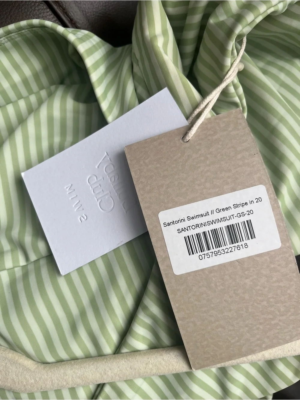 Green Stripe Square-Neck One-Piece Swimsuit